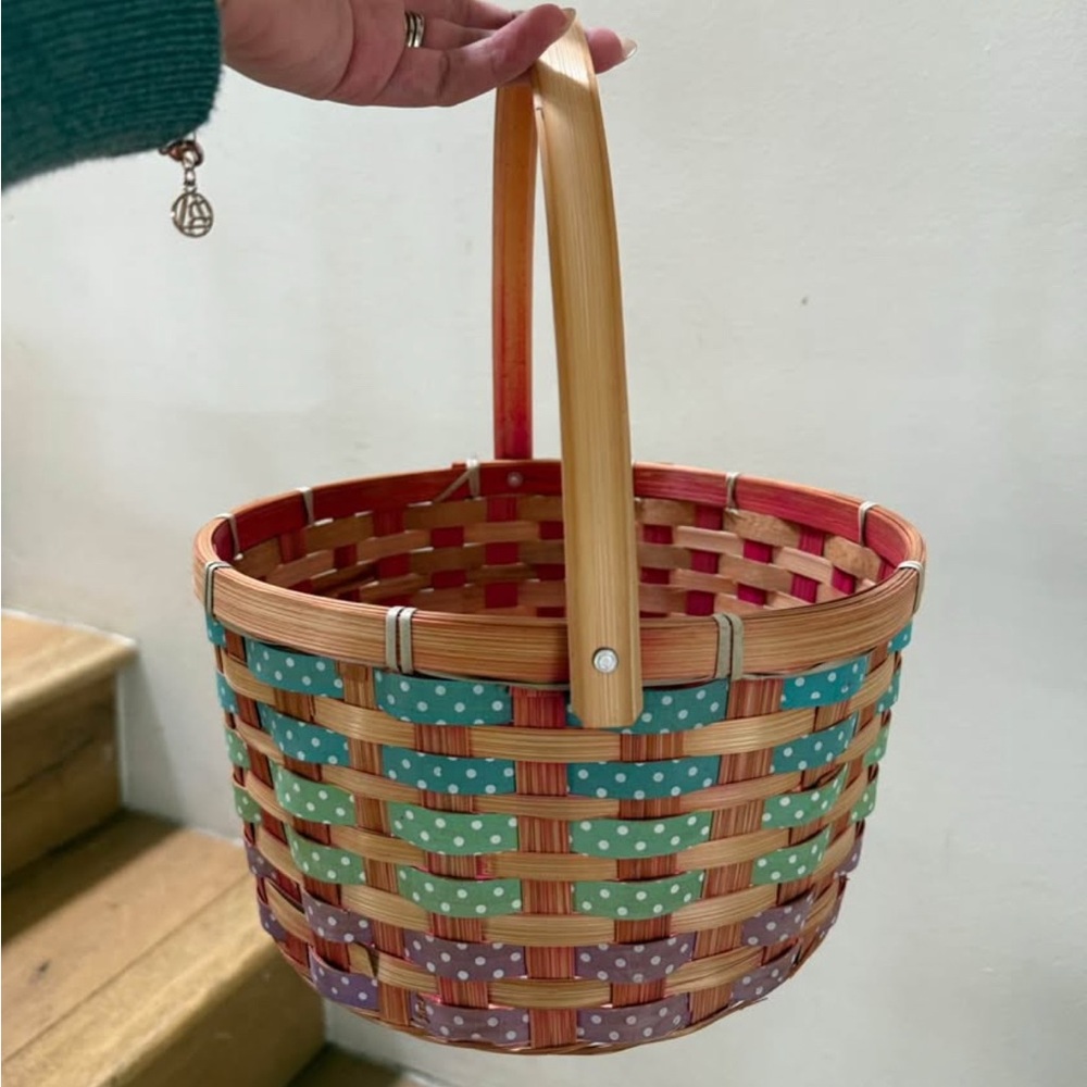 Multicolor Woven Basket with Handle
